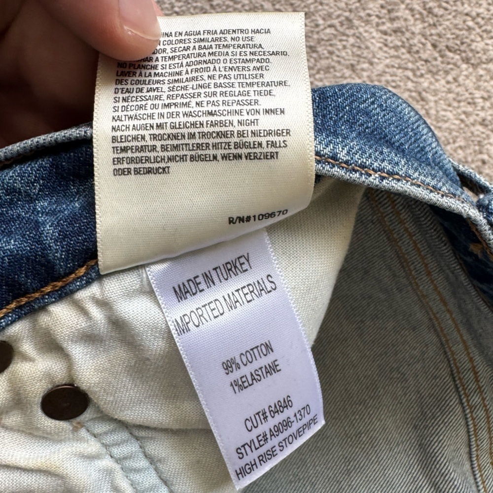 Women’s Agolde High Rise Premium Denim Jeans Stovepipe Size 28x28 Straight Leg - Picture 11 of 12